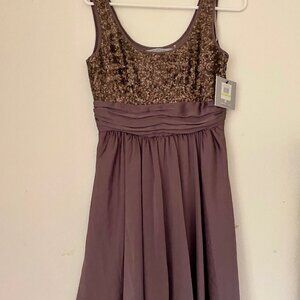 Beautiful l MARC NY/ANDREW MARC Bronze Sleeveless Sequin Flowy Party Dress Sz 4